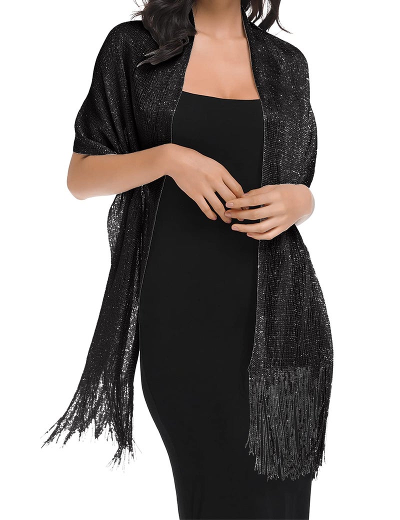 BANETTETA Black Shawls and Wraps for Evening Dresses - Women's Formal Shawl Wrap - Image 2